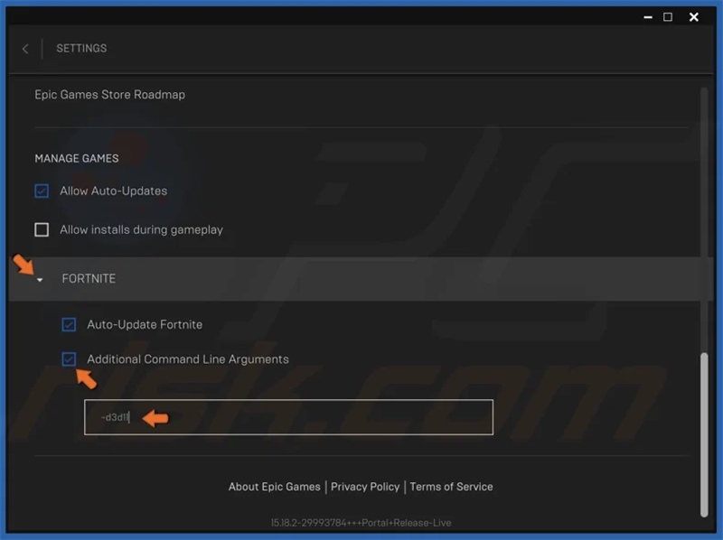 add argument fortnite