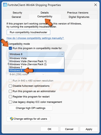 compatibility settings