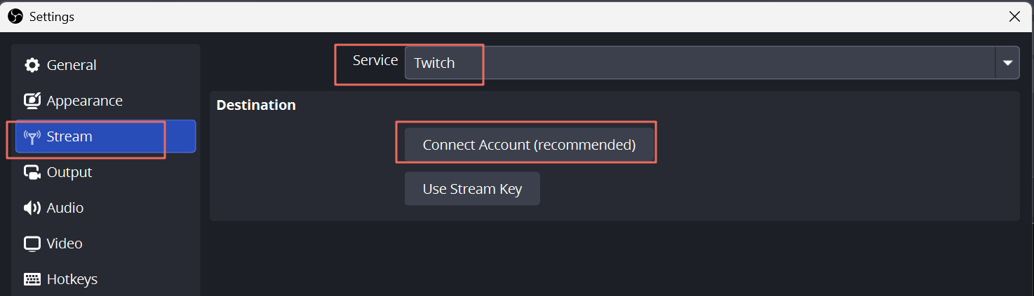 connect obs with twitch