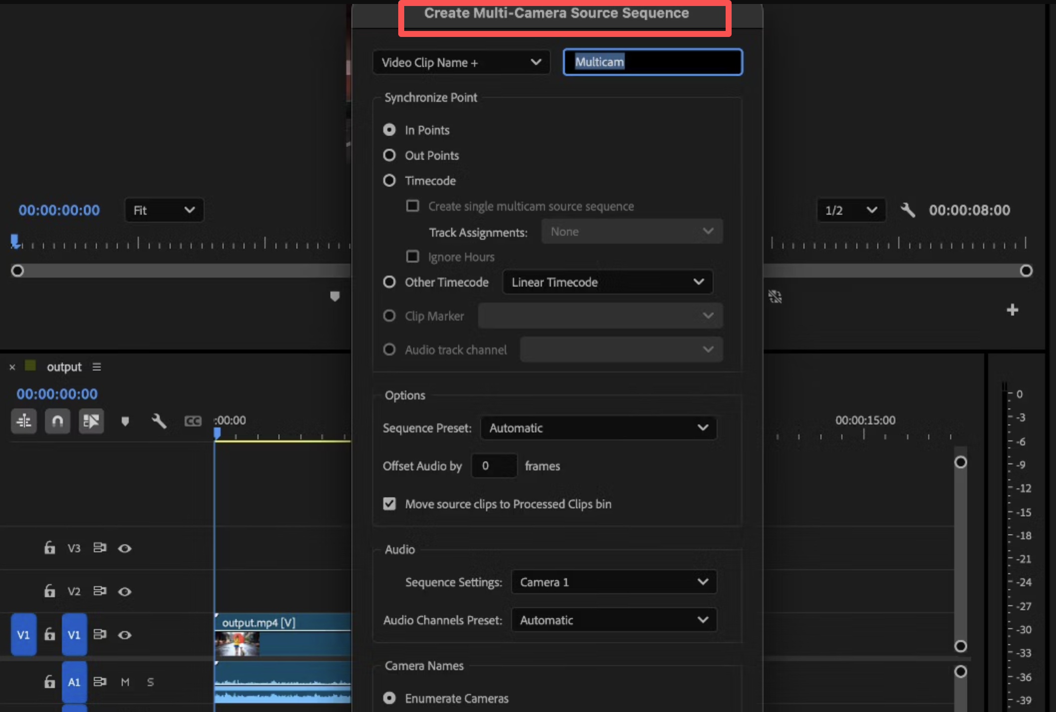 Create Multi-Camera Source Sequence