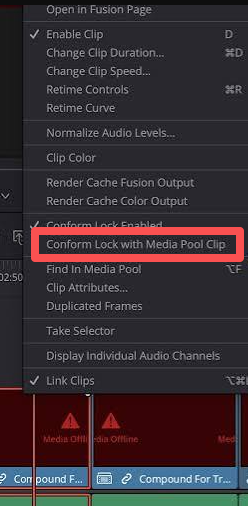 davinci Conform Lock With Media Pool Clip