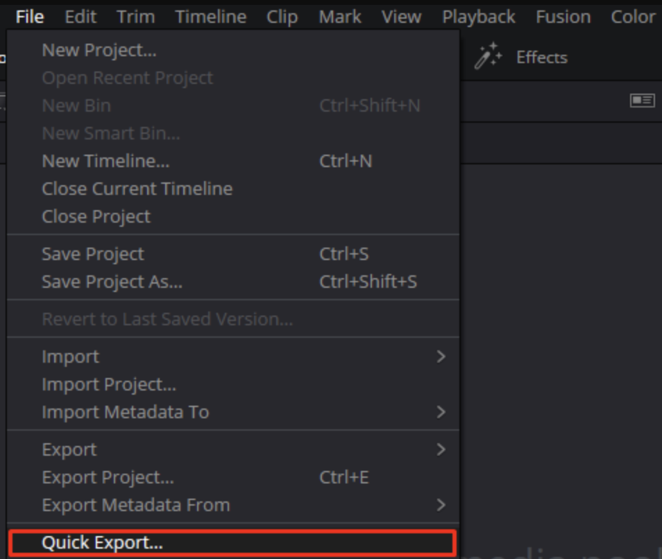 davinci quick export