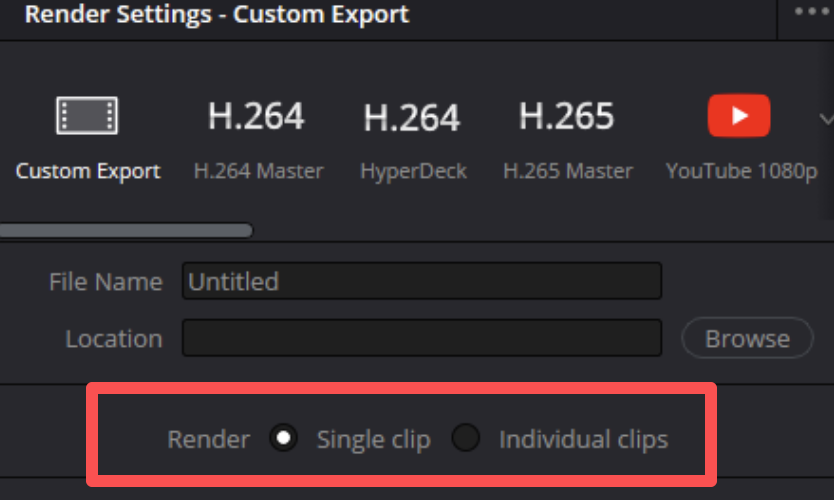 davinci render clips