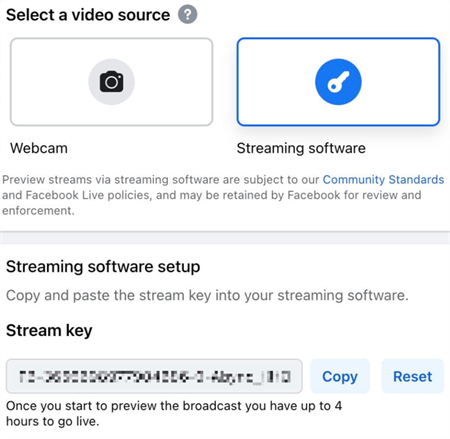 facebook live streaming key