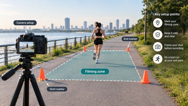 filming zone setup for running video