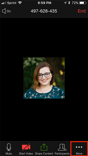 more menu in Zoom mobile app