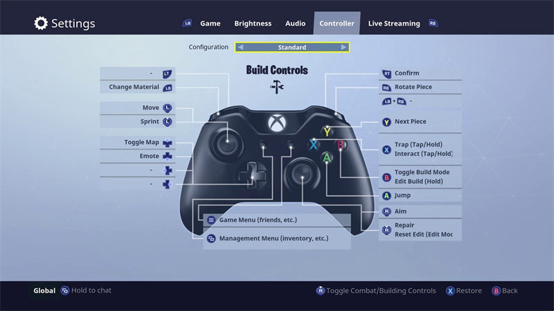 how to change the best controller setting for fortnite