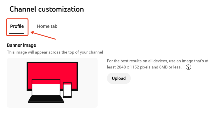 how to make a youtube banner visit the profile page