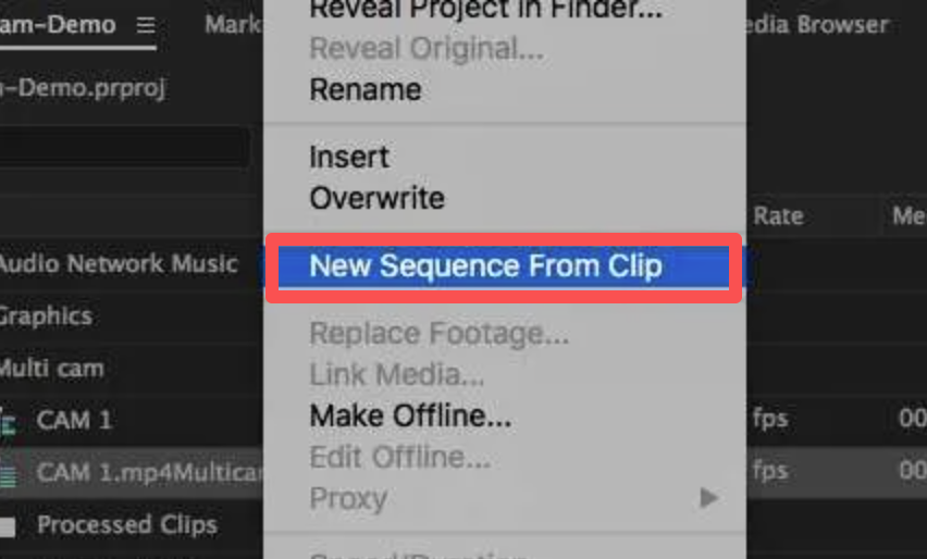 New Sequence from Clip