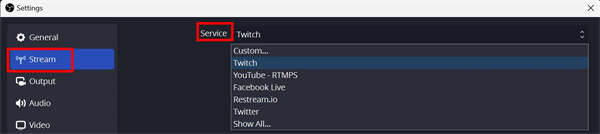 obs setting for streaming streaming setting