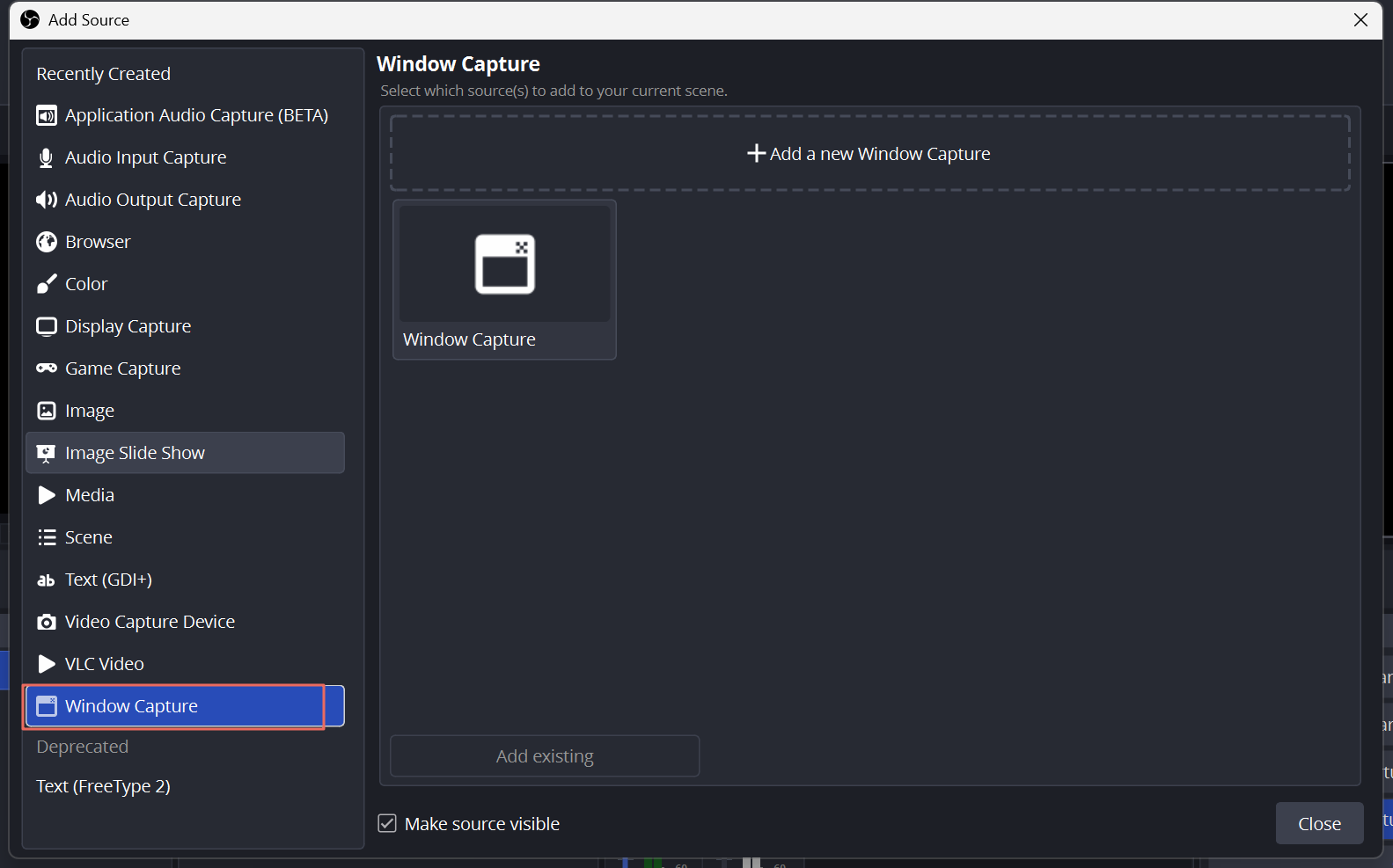 obs windows capture
