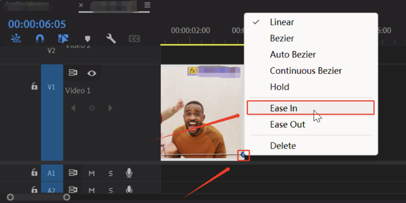 premiere pro ease in