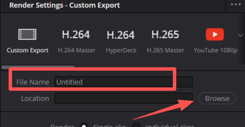 Davinci resolve render setting file name