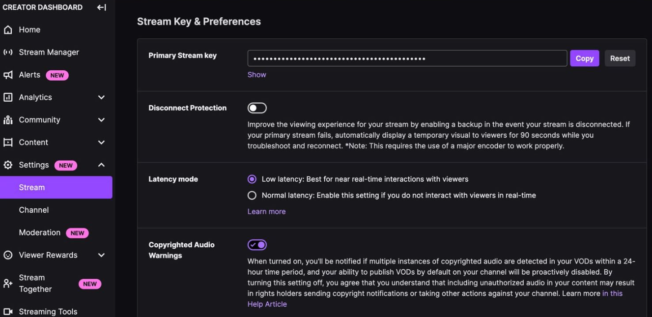 twitch streaming key