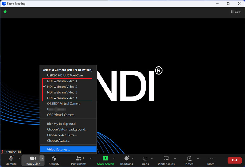 use tail air on zoom via ndi connection(8)