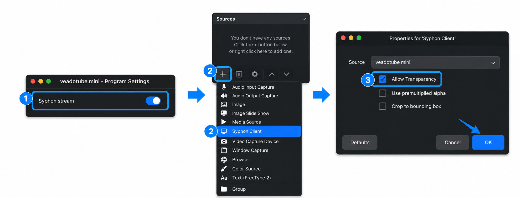 how to make veadotube transparent on obs mac