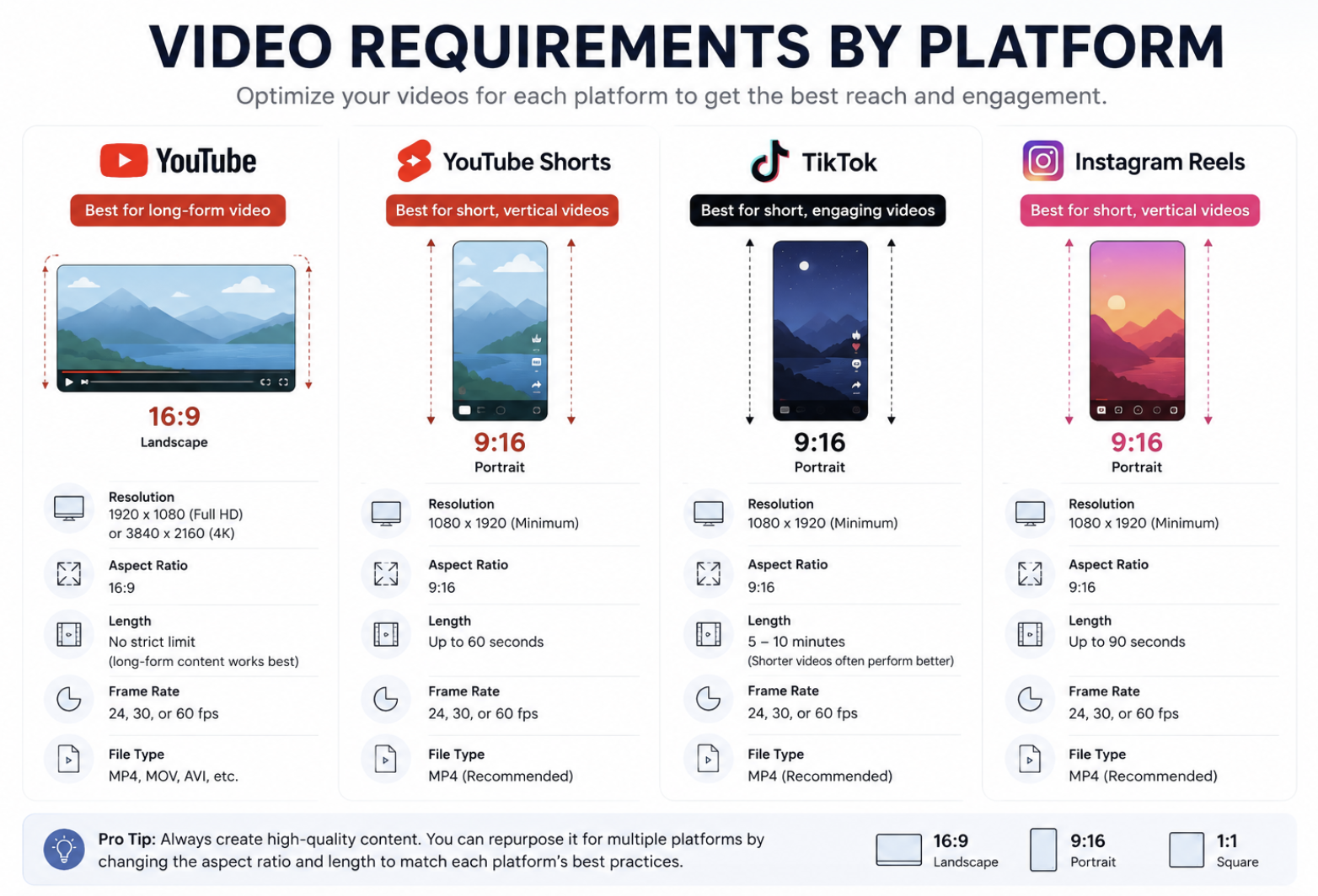 video requirement by platform