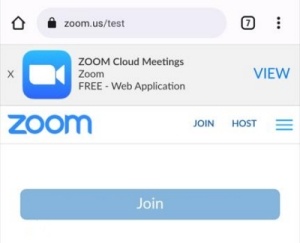 zoom test meeting on mobile app